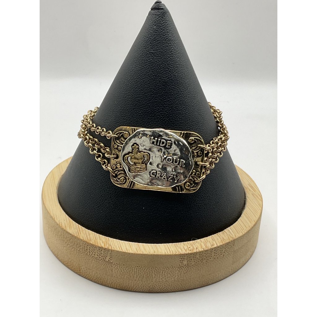 Hide Your Crazy Jane Marie Gold Chain Bracelet Toggle Clasp 18$